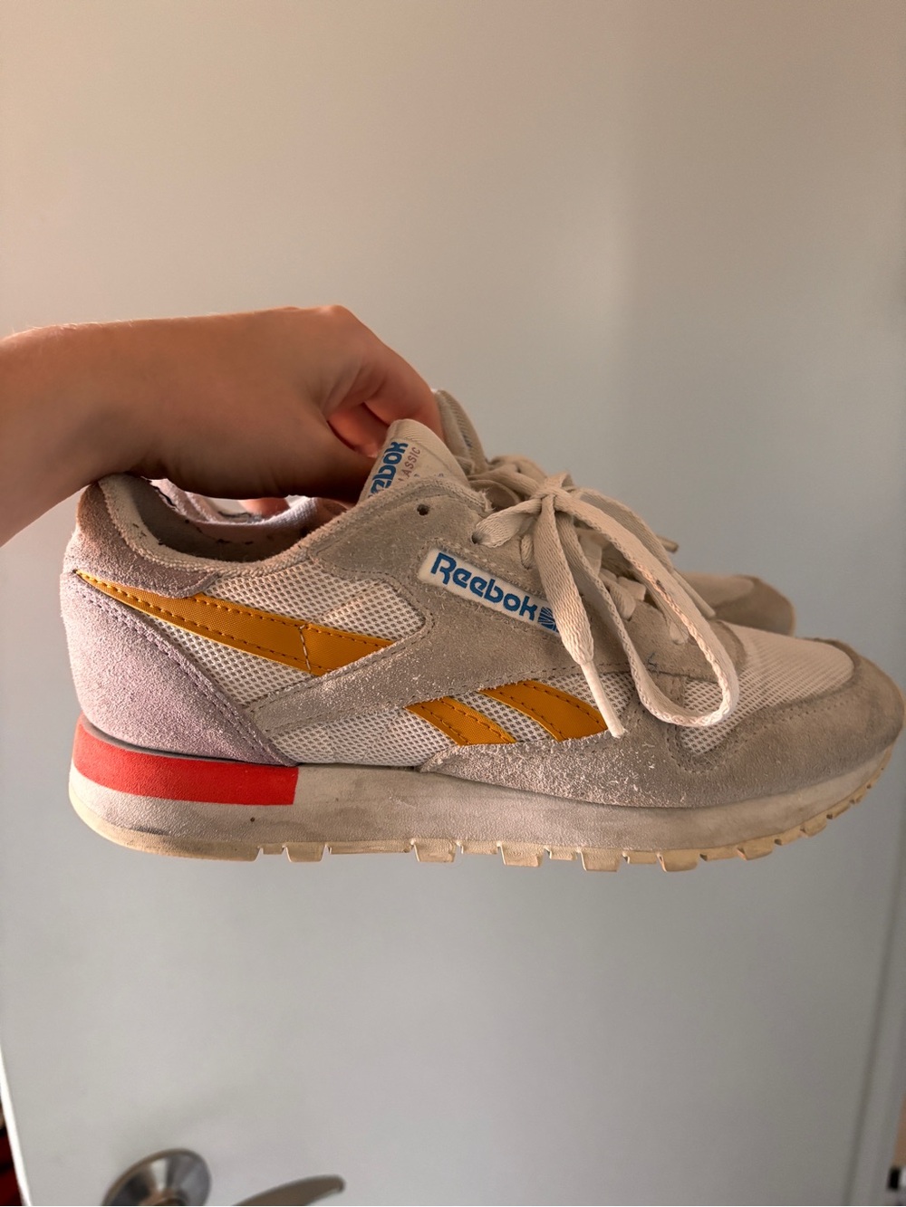 Reebok Beige and Yellow Retro Runner